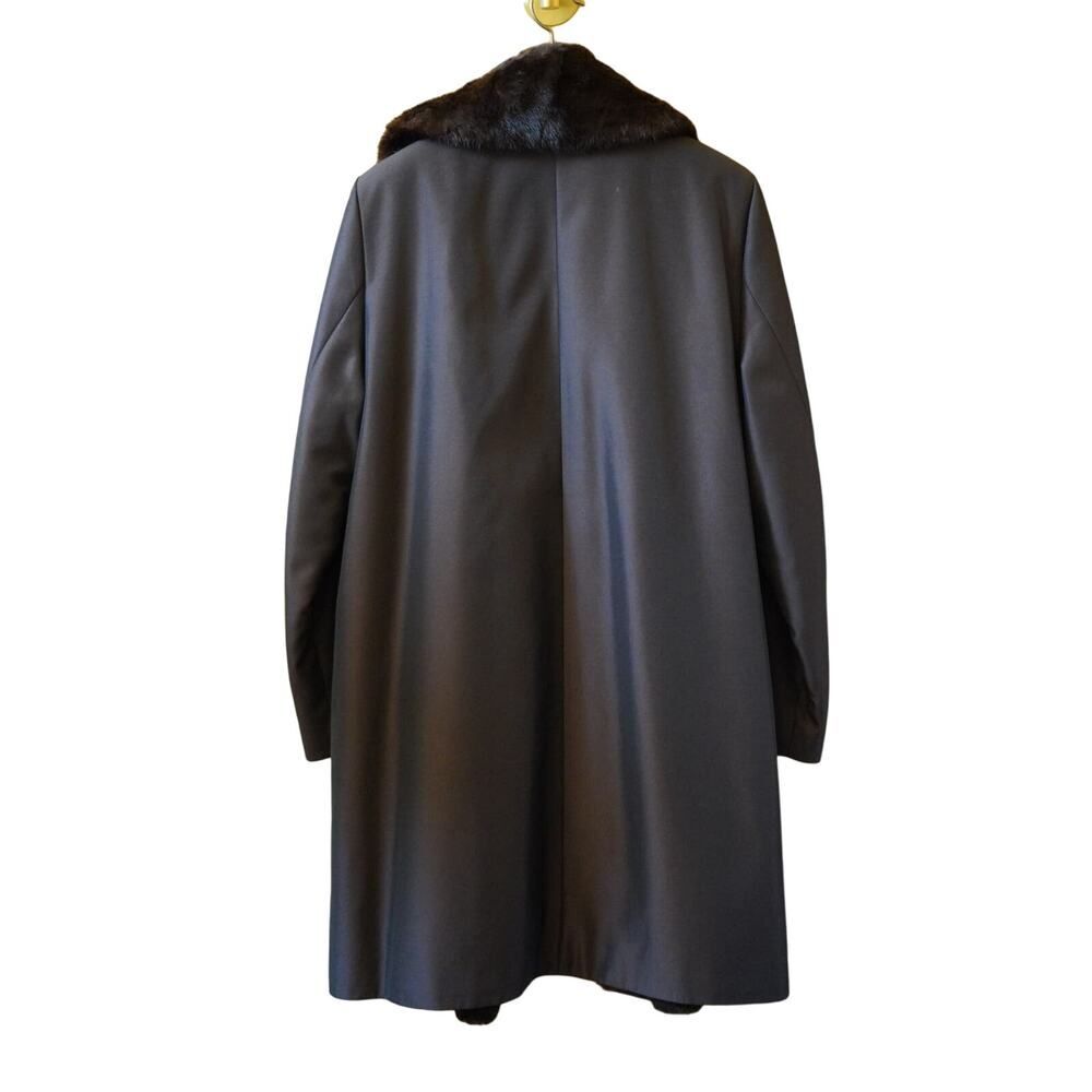 Vintage Woodan Fur Lined Leather Coat Mob Wife Mink Collar Brown Car Coat M - Picture 3 of 11